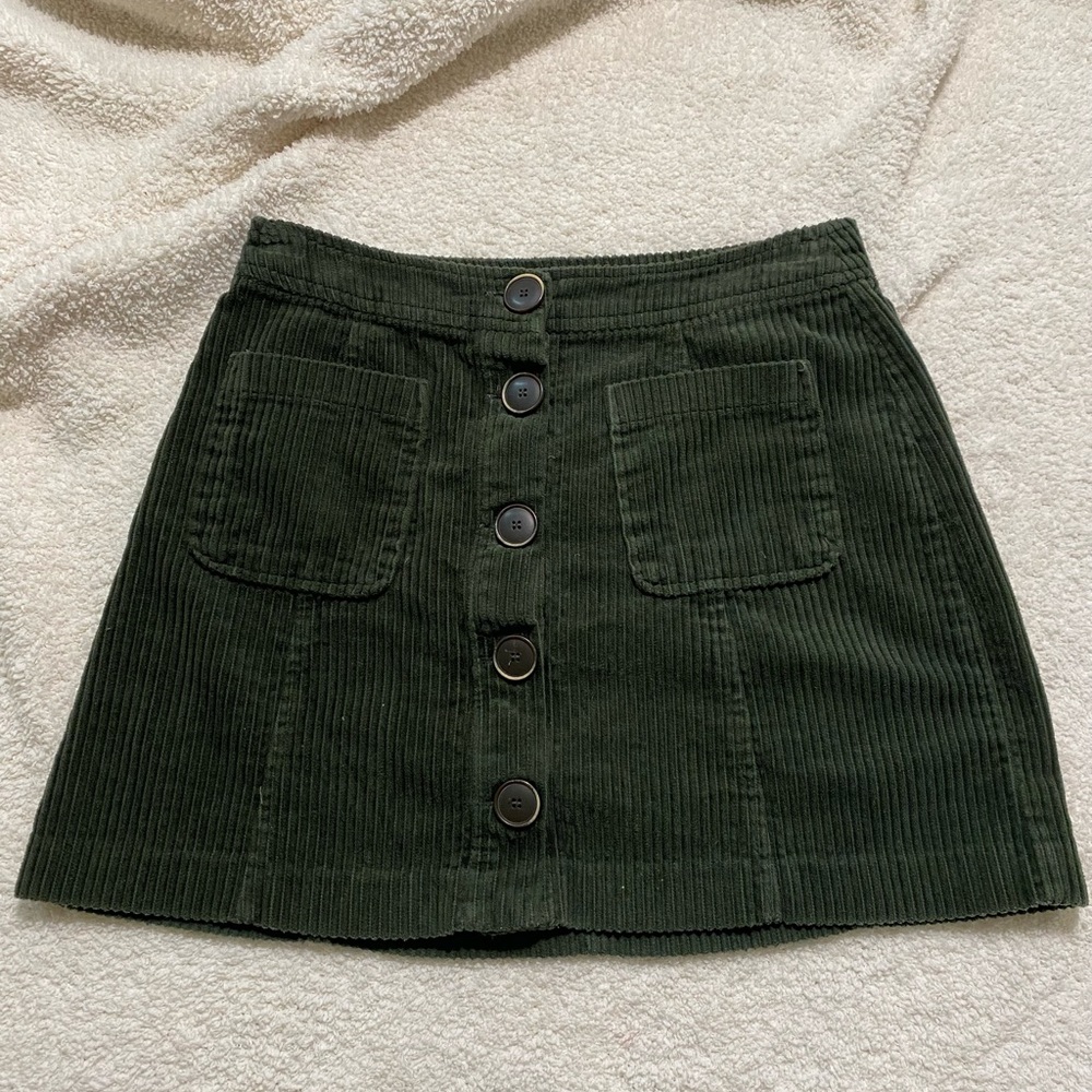Green Corduroy mini skirt